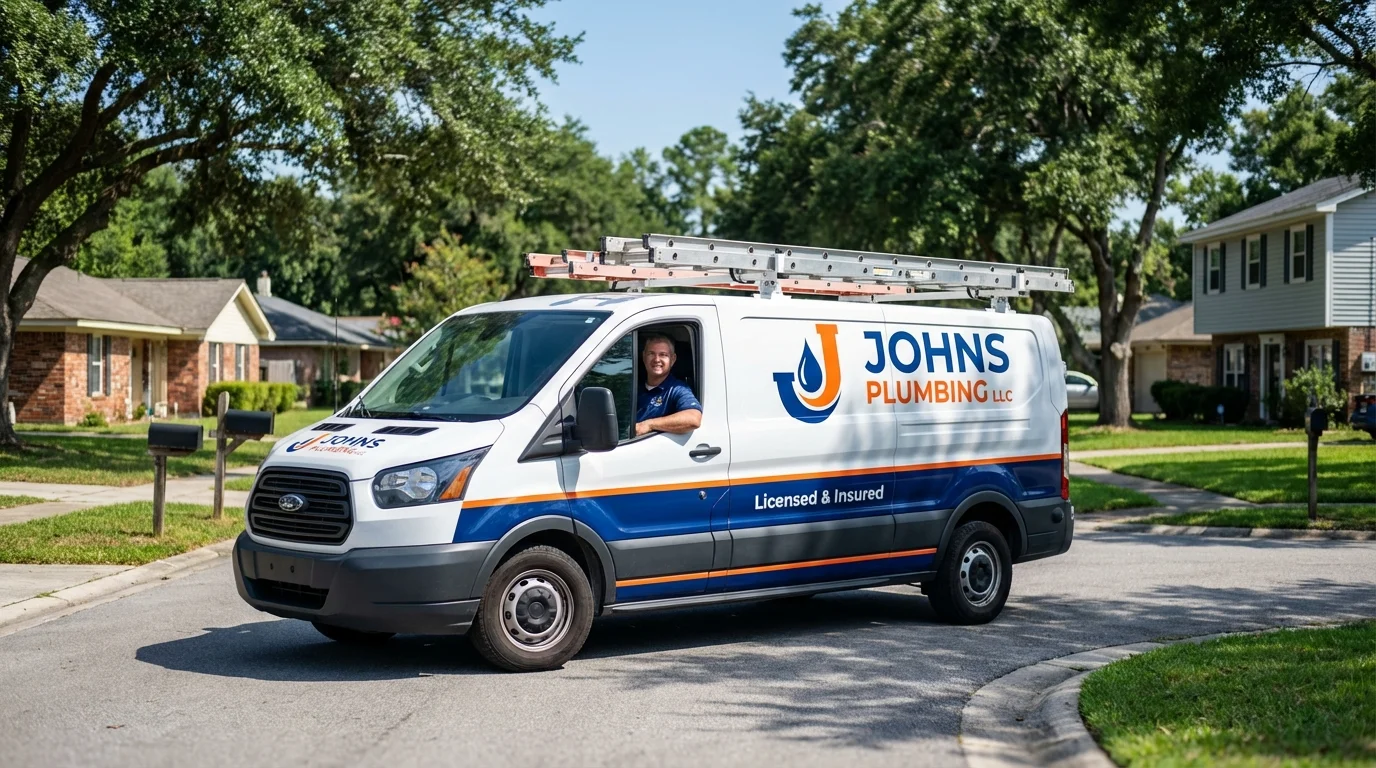 Johns Plumbing LLC service van in Absecon, NJ