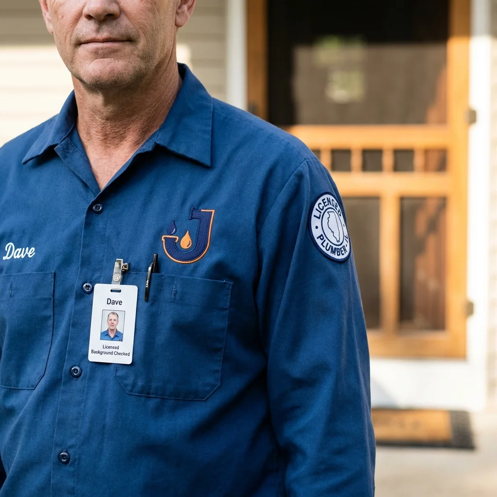 Licensed plumber showing ID badge in Absecon, NJ