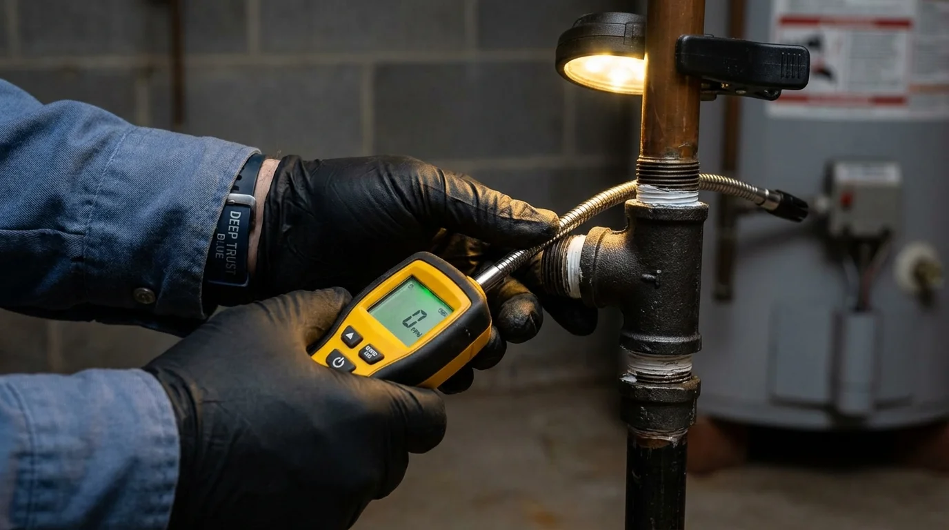 Gas leak detection with electronic sniffer by Johns Plumbing LLC in Absecon