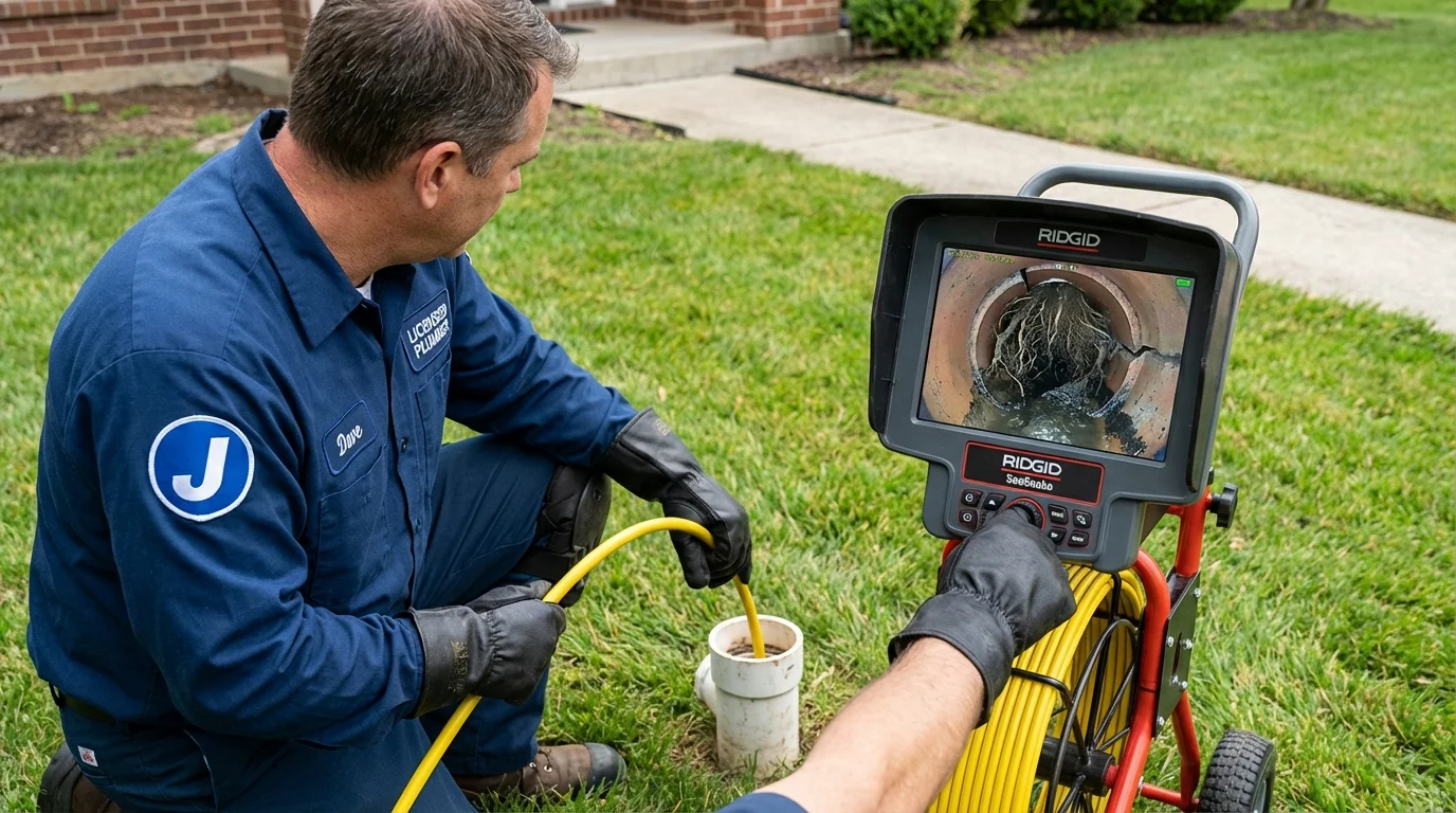 Sewer camera inspection being performed by Johns Plumbing LLC in Absecon